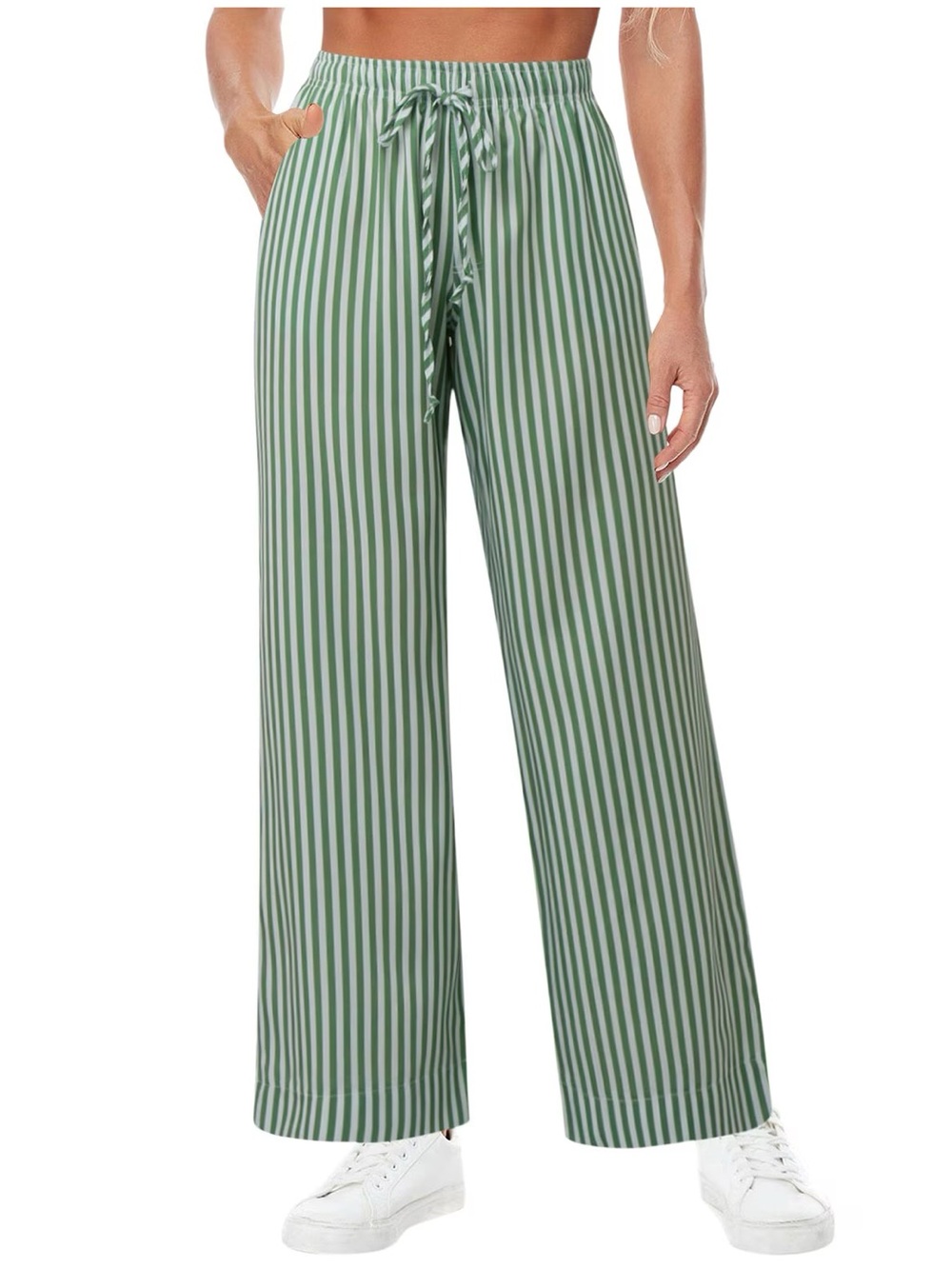 Calvin nwt Klein Jeans size large Mint Green and Navy Striped Wide-Leg Pants
